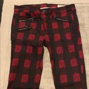 R&B stretch low rise,ankle& front detail zippers